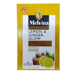 Melvins Lemon & Ginger Glow 25 Enveloped Tea Bags 50g