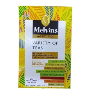 Melvins Variety Of Teas 25 Enveloped Tea Bags 50g